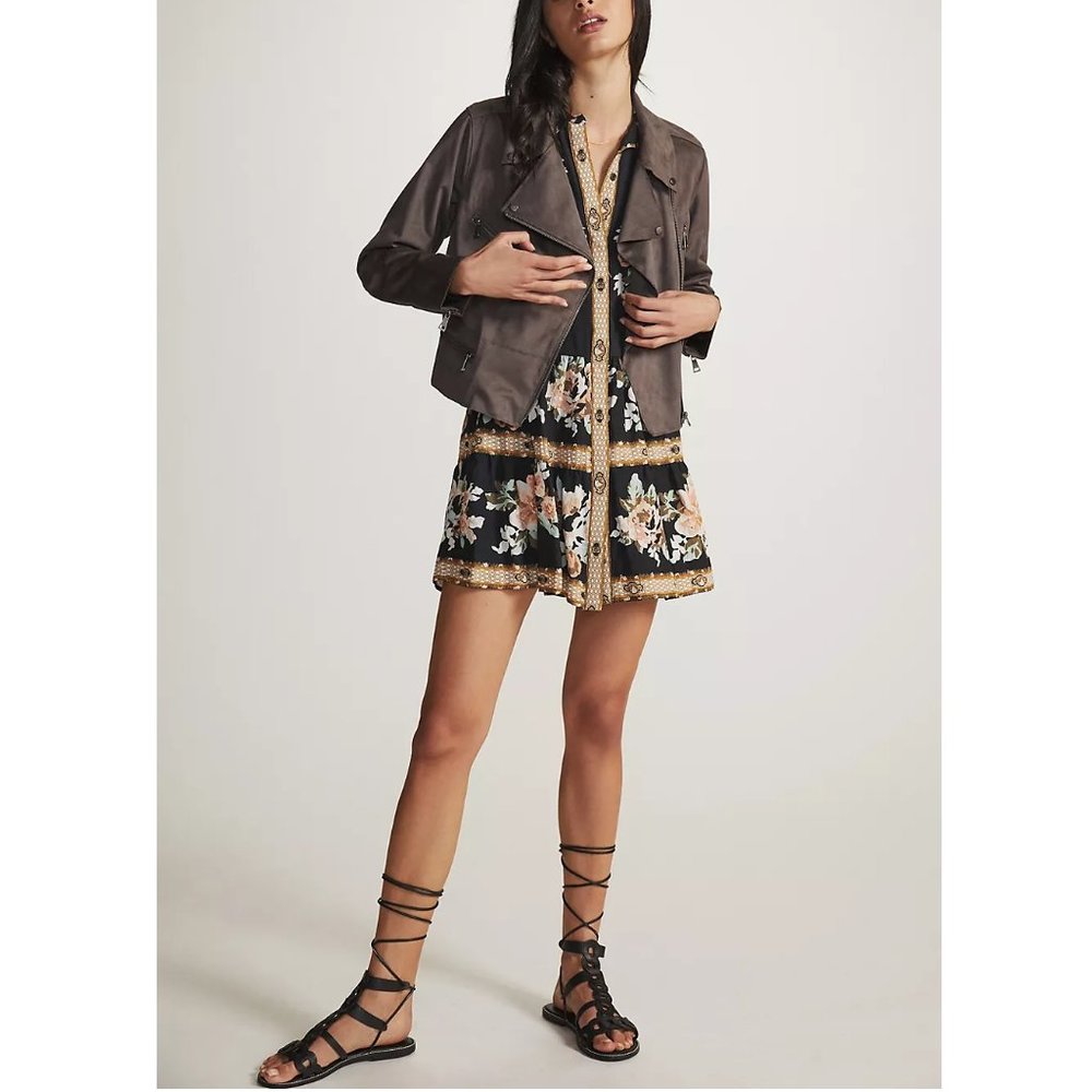 Anthropologie Hutch Vegan Faux Suede Moto Jacket Brown Gray - XL - Picture 2 of 12